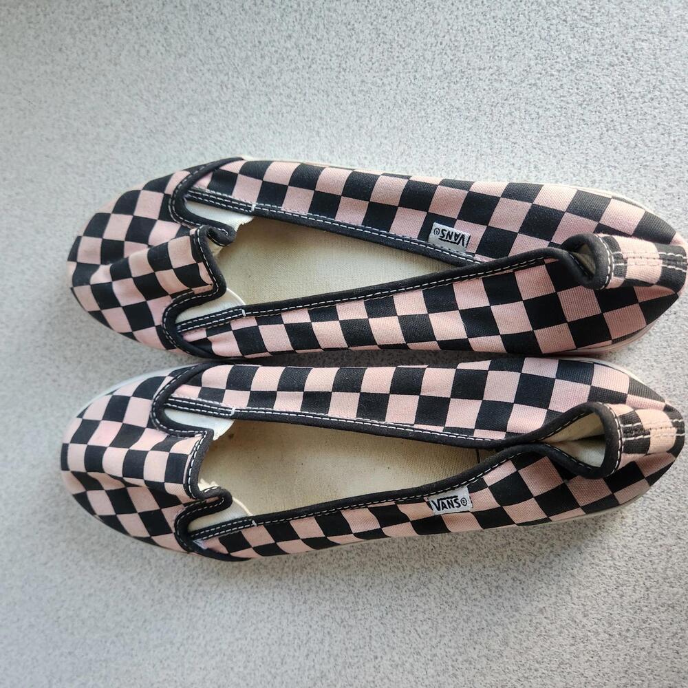 Authentic Women's Vans Checkerboard Slip-Ons - Pink & Black- Size 8